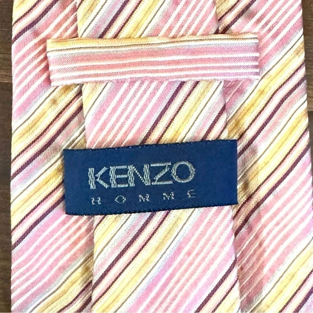KENZO Homme  Dressy Silk Multi-color Stripes Repp Tie Made in Italy